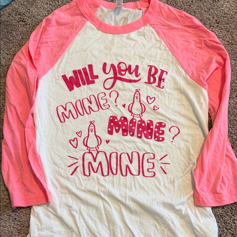 Pink and White Graphic Raglan Tee